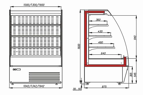 Витрина холодильная пристенная CARBOMA F 16-08 VM 1,9-2 0020 (1600/875 ВХСп-1,9 cтеклопакет) — изображение 2