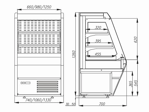 Витрина полувертикальная холодильная CARBOMA F 13-07 VM 1,0 -2 (1260/700 ВХСп-1,0) — изображение 2